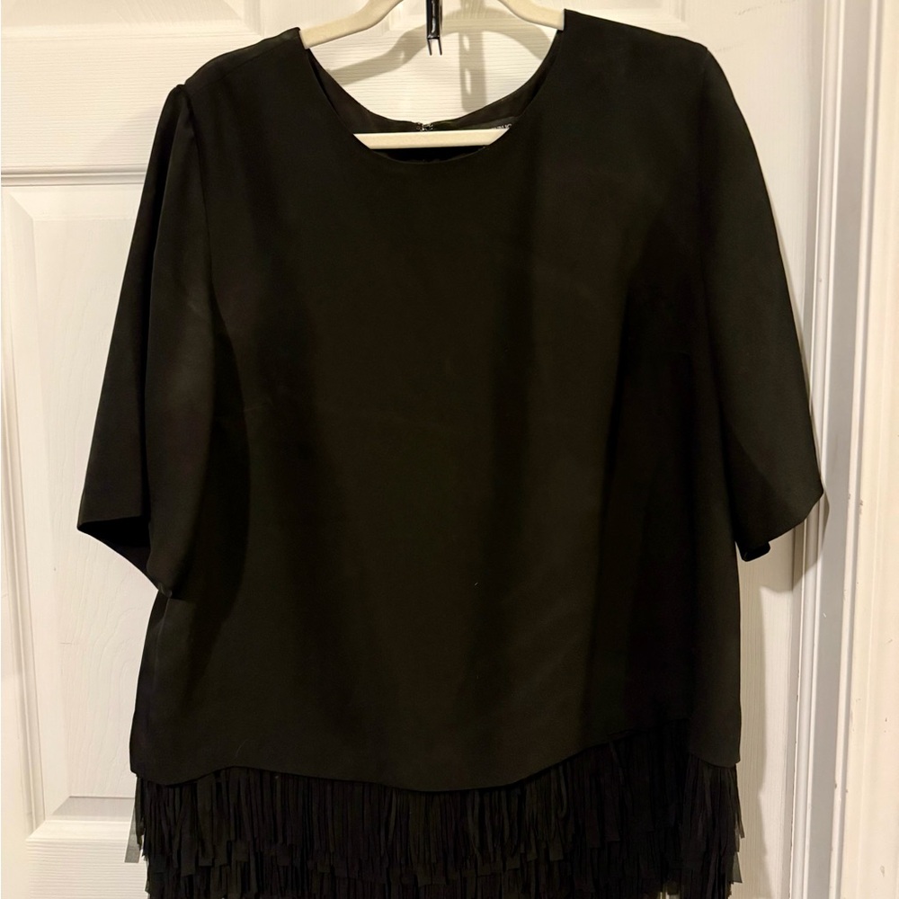 Banana Republic Black Fringe Crepe Blouse
